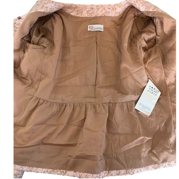Red Valentino Metallic Textured Boucle Peplum Jacket Shimmer Pink Tan IT 44 US 6 - Picture 7 of 14